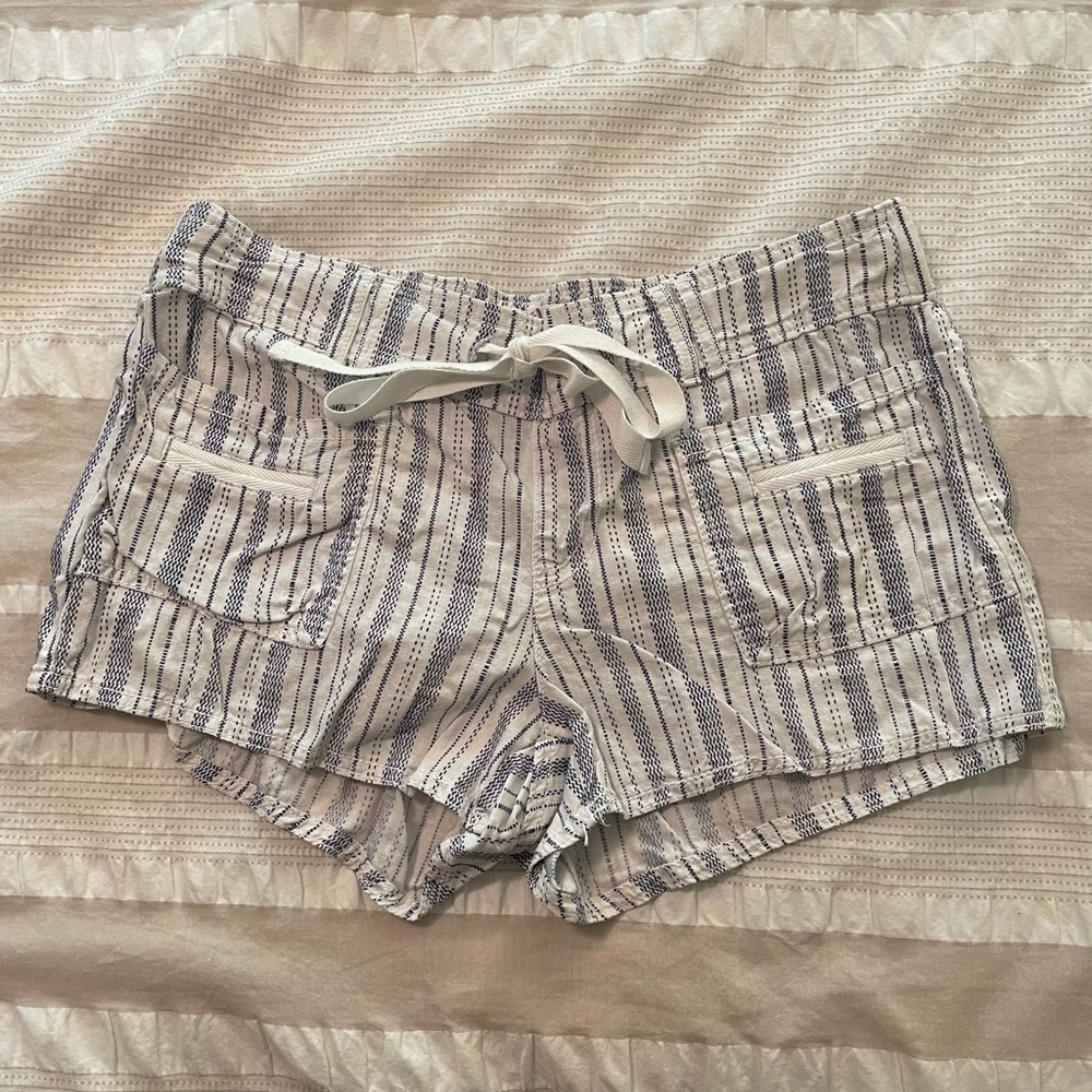 Blue/White Patterned Drawstring Shorts